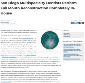 La Jolla Dentists Offer One-Stop Shop to Reconstruct Smile