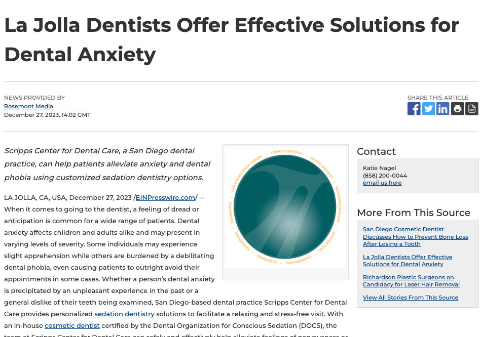 La Jolla Dentists Offer Solutions for Dental Anxiety