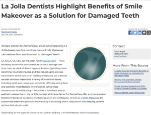 Scripps Center for Dental Care Outline How Smile Makeover Can Treat Damaged Teeth