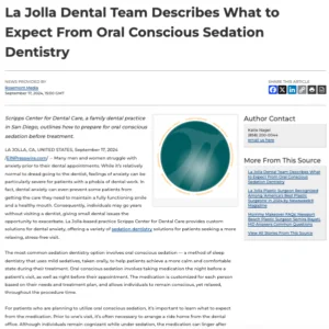 San Diego Dental Team Describes Oral Conscious Sedation