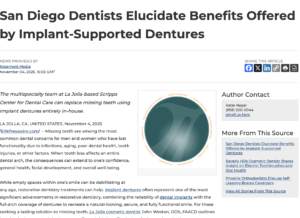 La Jolla Cosmetic Dentists Break Down Implant Denture Benefits
