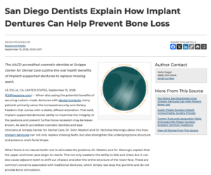 La Jolla Cosmetic Dentists Explain How Implant Dentures Can Strengthen Bone Volume